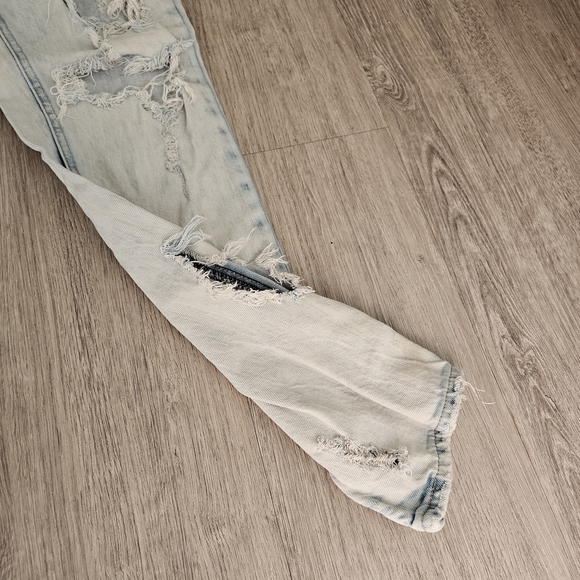 Ninth Hall Heavily Distressed 28w 'Lure' Slim Jeans in Light Blue - Picture 7 of 15